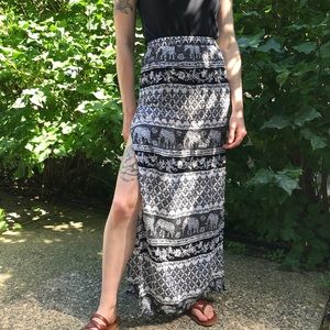 Boho Elephant maxi skirt with side slits ✨